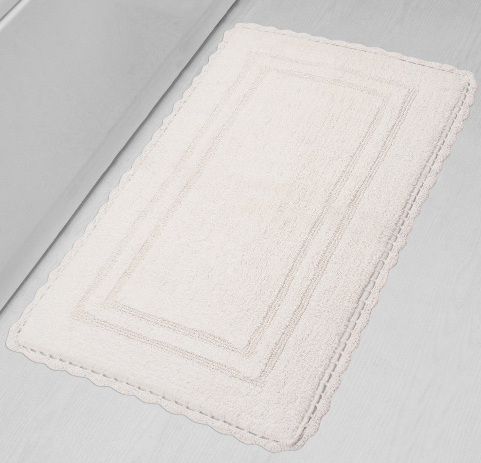 Casual Elegance Reversible Bath Rugs Set, 24x40 Rectangle, Ivory