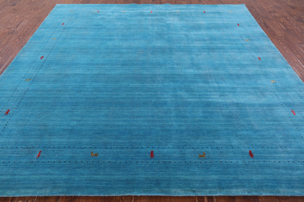 9' Square Hand-Knotted Persian Gabbeh Rug Q7028