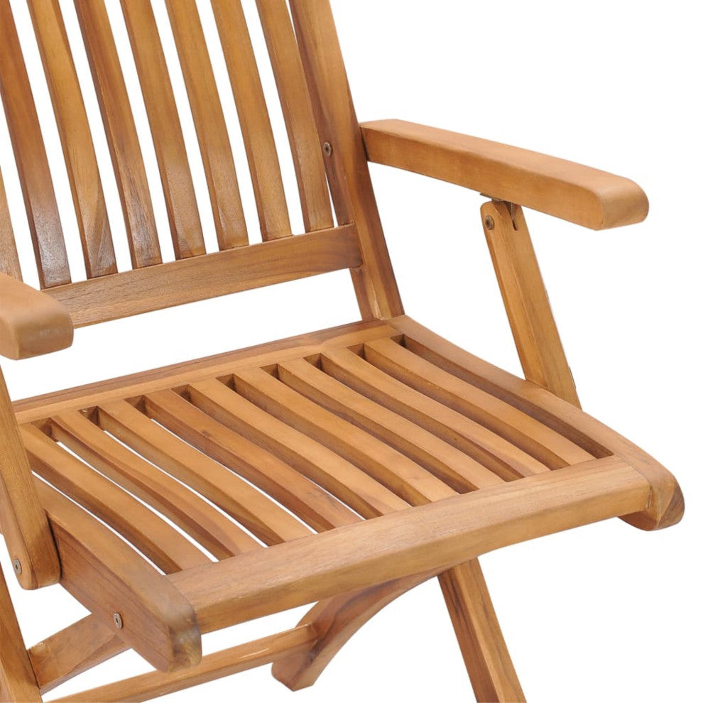 Vidaxl Garden Chairs, Set of 2, With Gray Cushions Solid Teak Wood
