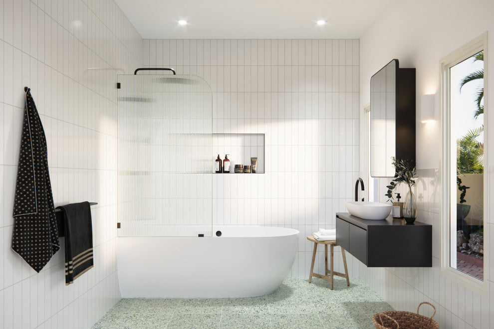 Bathtub Fixed Panel, Fluted Radius, Left Hand, Oil Rubbed Bronze