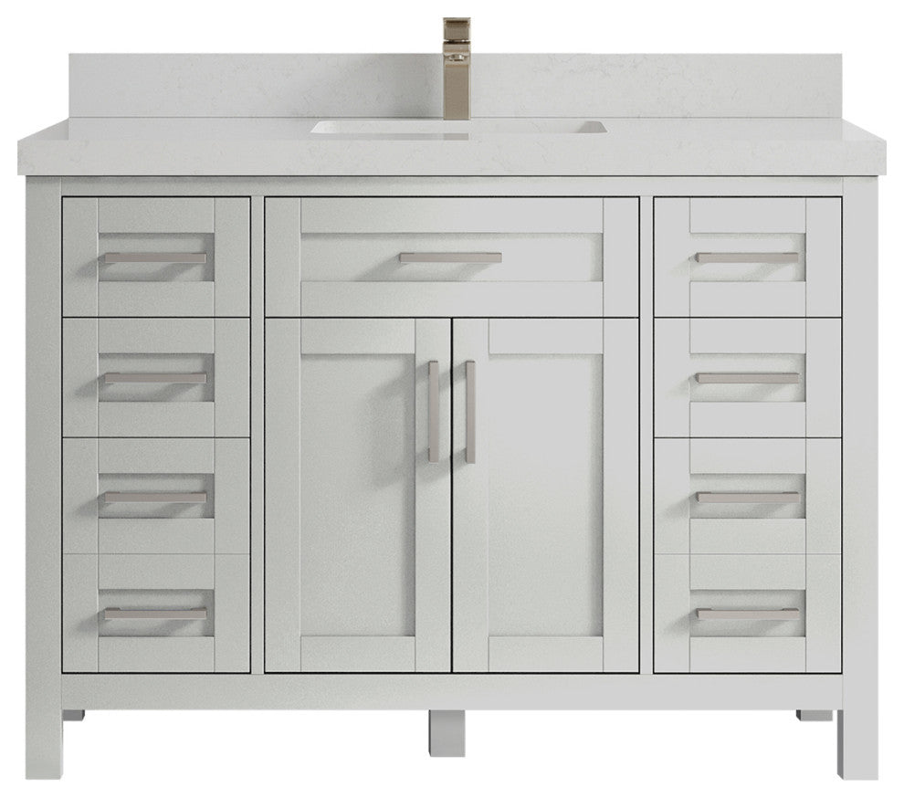 Cambridge 48 Single Sink Bath Vanity in Coventry Gray 2" Carrara Quartz