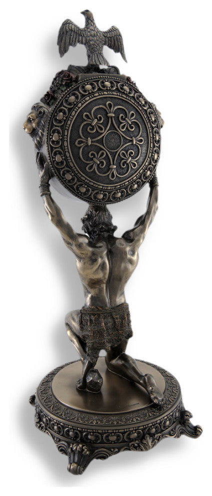 Ornate Bronzed Atlas Table Clock 15 In.