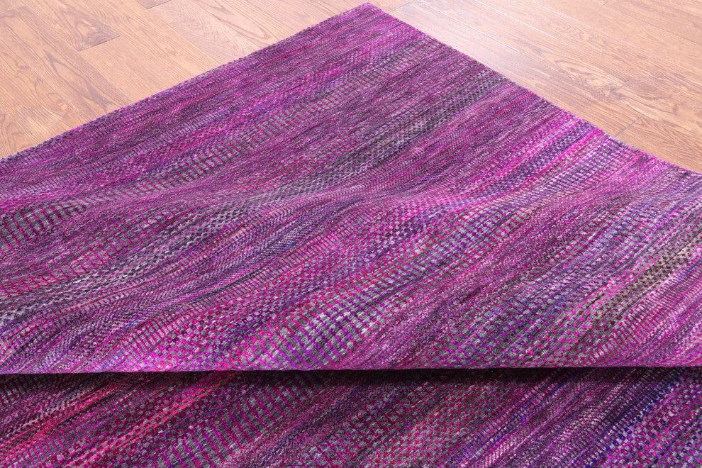 8' Square Super Savannah Gabbeh Hand Knotted Wool and Silk Rug Q6091