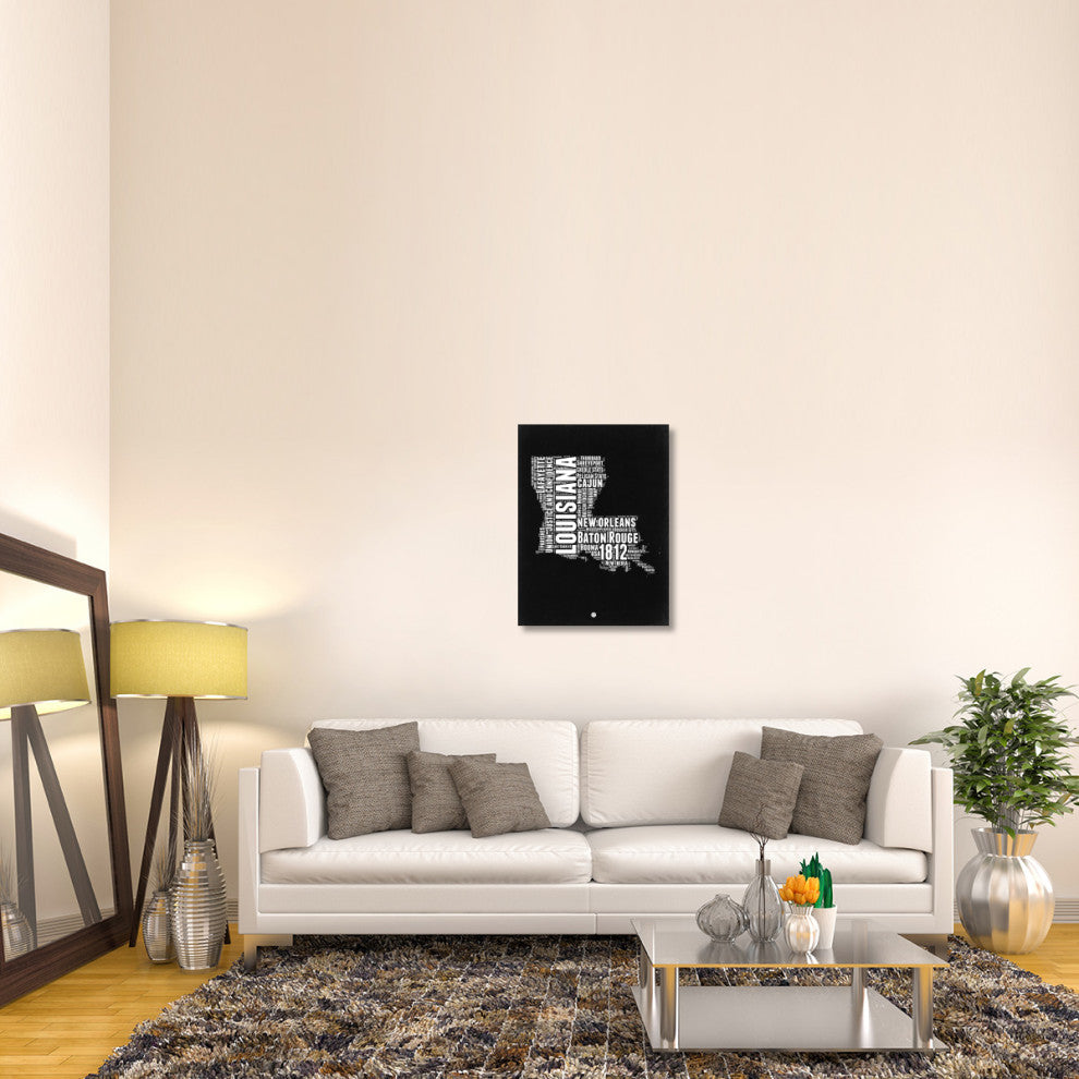 "Louisiana Black and White Map" Fine Art Print