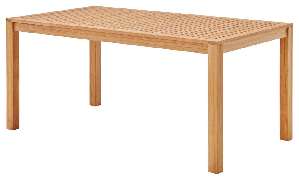 Lounge Dining Table, Rectangular, Wood, Brown Natural, Modern, Outdoor Patio