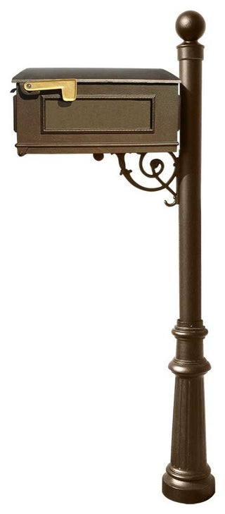 Mailbox Post System-Fluted Base Ball Finial No Address Plates or Numbers, Bronze