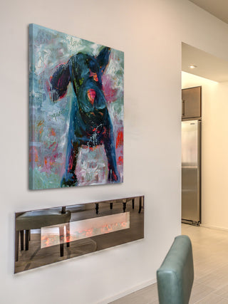 "Funky Pup" Painting Print on Wrapped Canvas, 30"x45"