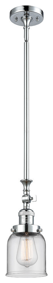 1-Light Small Bell 5" Pendant, Polished Chrome, Glass: Clear