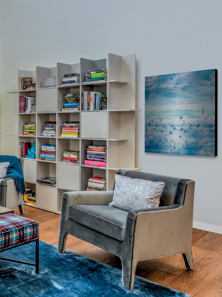 "Meadow Flock" Print on Brushed Aluminum, 32"x32"