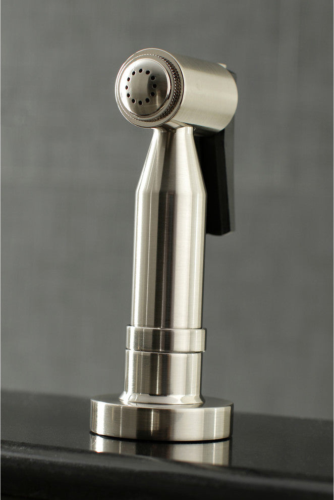 Kingston Two-Handle Gooseneck Bridge Kitchen Faucet Sprayer, Brushed Nickel