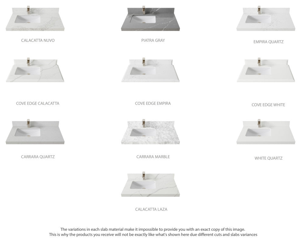 Sonoma Teak 36 Left Offset Bath Vanity in Light  Natural with 2" Piatra Gray