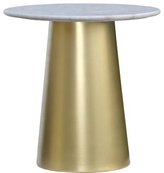 Sorrento End Table, Marble Top, Brushed Gold Metal Base