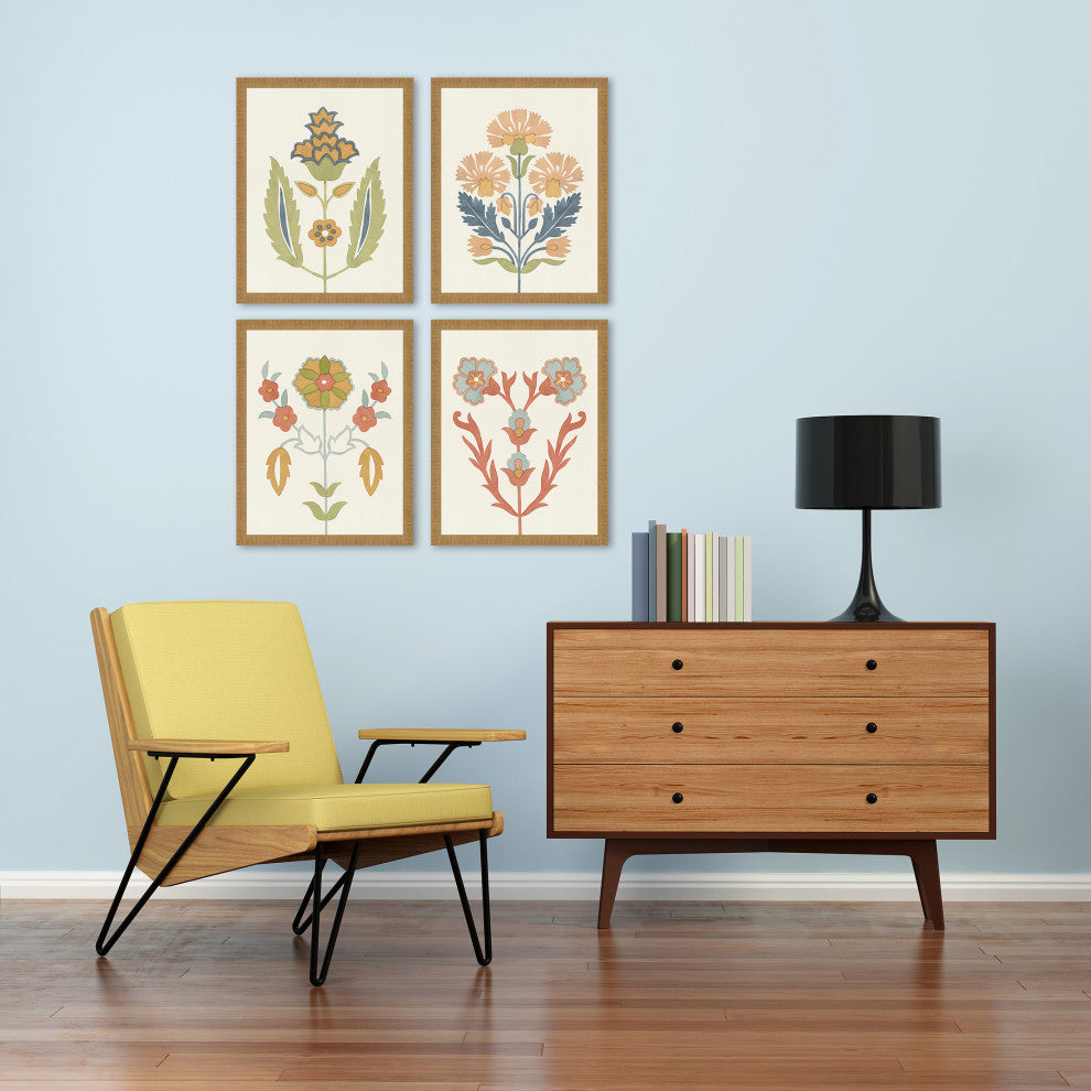 Folk Flourish Artwork, 4-Piece Set