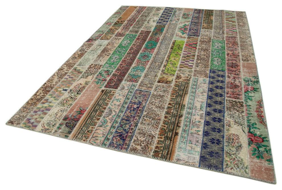 Rug N Carpet - Handmade Turkish 6' 8" x 9' 11" Unique Patchwork Area Rug