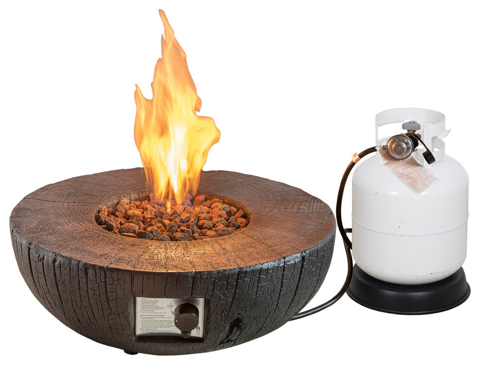 Semicircle Faux Stone Outdoor Fire Pit with Rain Cover