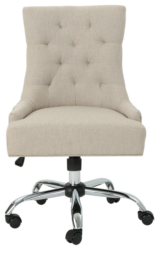 GDF Studio Bagnold Home Office Fabric Desk Chair, Wheat/Chrome