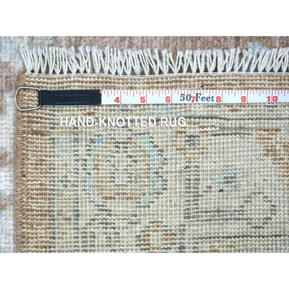 Brown Flowing Design Angora Ushak Hand Knotted Runner Rug, 2'10"x17'1"