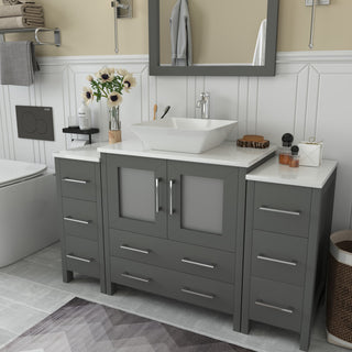 Vanity Art Vanity Set With Vessel Sink, Gray, 54", Standard Mirror