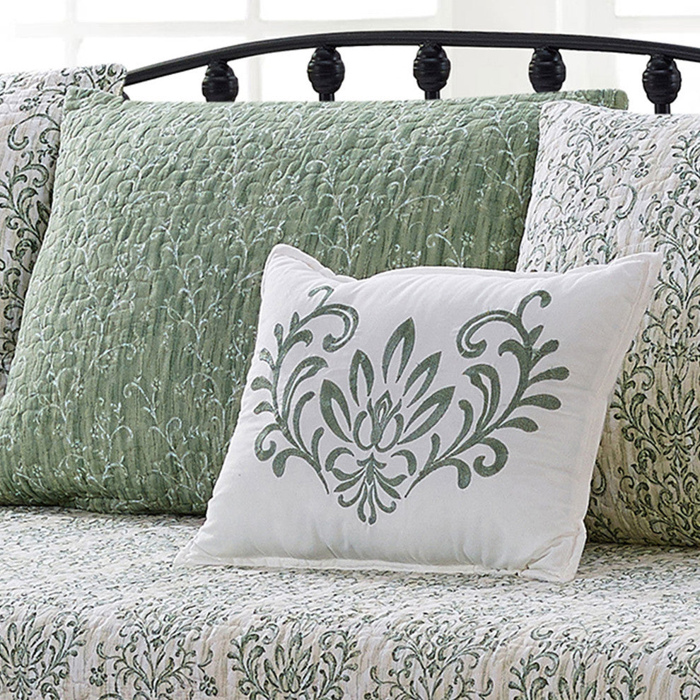 Mayfair 6 Piece Quilted Daybed Set, Green, Daybed (75"x39")