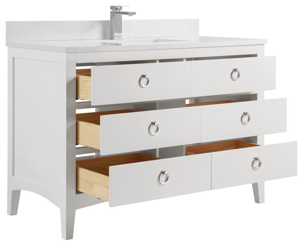 Legion Furniture WS2518 Series Bathroom Sink Vanity, White, 48", Artificial Stone Top, Single Sink