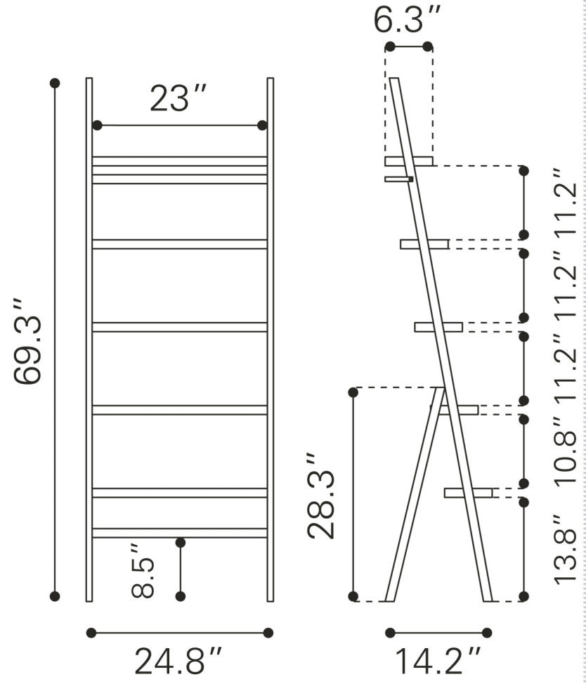 Bookcase Wall Shelf Rack, Steel Metal, Gray, Lounge Cafe Lobby Hospitality