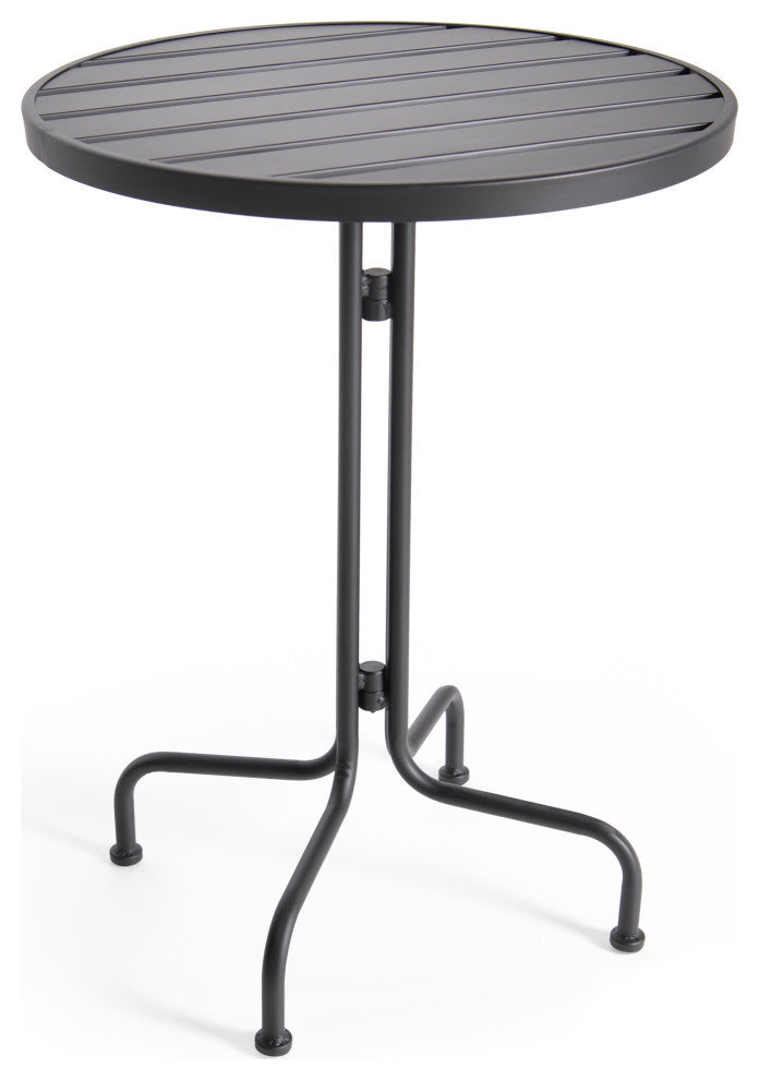 Arthur Desert Outdoor Modern 3 Piece Bistro Set, Matte Black