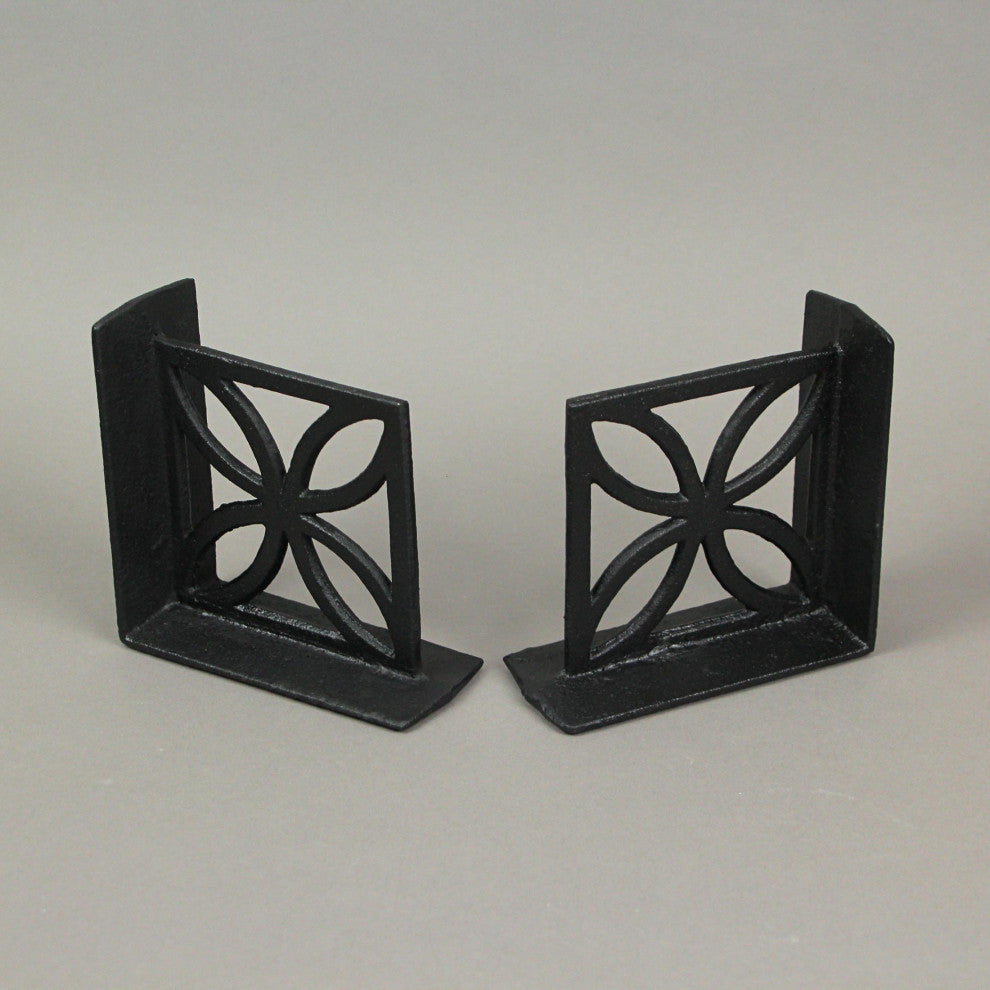 Set of 2 Cast Iron Breeze Block Bookends Mid Century Modern Home Bookshelf Deco