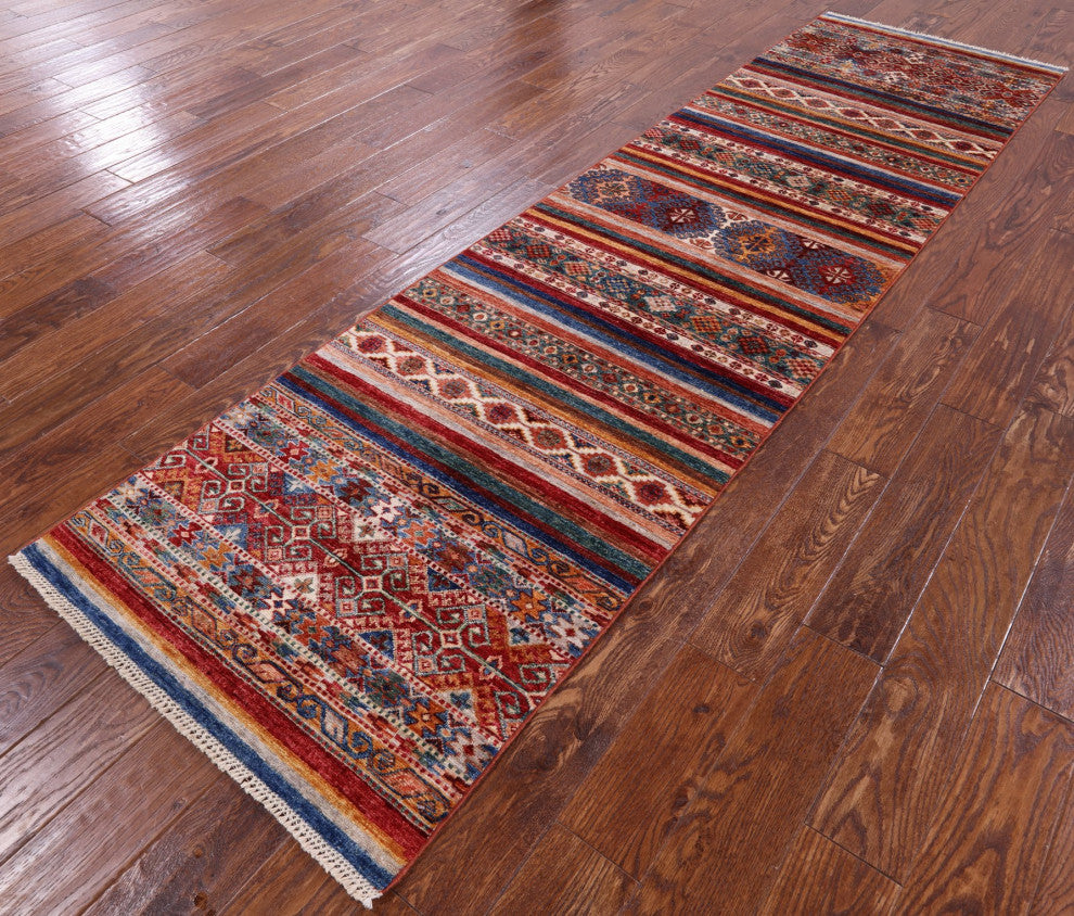 2' 8" X 9' 10" Khorjin Super Kazak Handmade Runner Rug Q7491