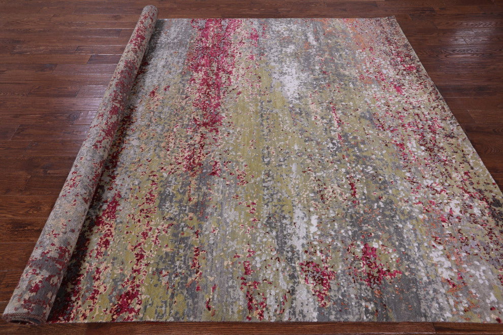 Handmade Abstract Wool & Silk Rug 7' 11" X 10' 1" - Q13079
