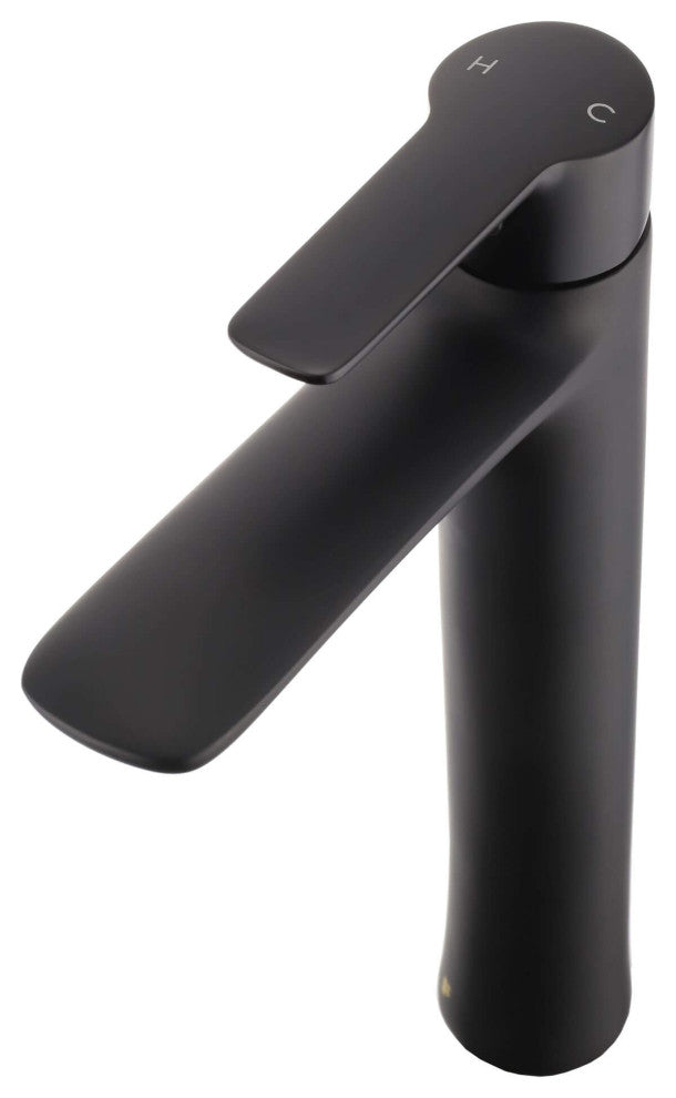 Fine Fixtures Round Single Hole Vessel Sink Bathroom Faucet, Black