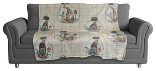 Cream and Gray Check Gnome Globe Pattern 50x60 Coral Fleece Blanket