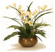 Cream Orchids with Purple Center in Metal Planter