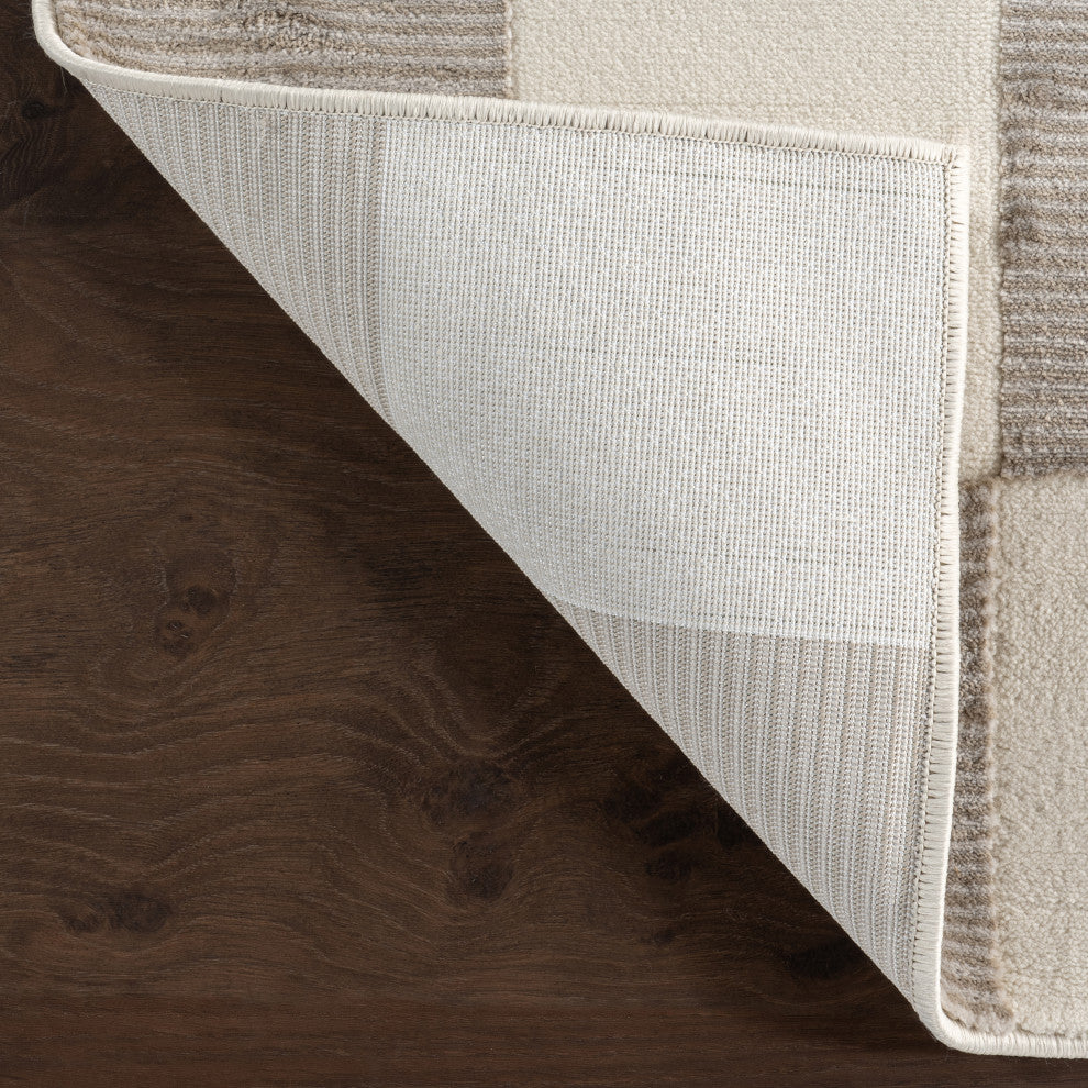 Nuloom Zhuri Checkered Washable Rug, Cream 3' x 5'