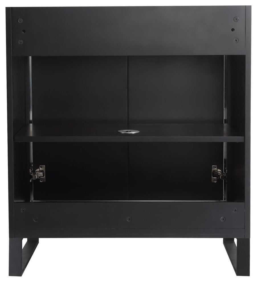 Opulence Bath Vanity, Black Matte, 30", Black Hardware, Black Marble Top