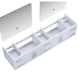 Geneva Transitional Glossy White 84" Double Vanity with 36" Led Mirrors, no Top