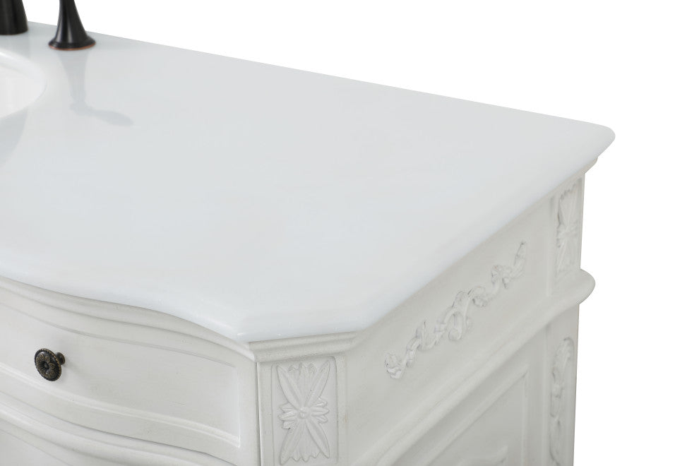 Bathroom Vanity, Antique White, 60", Single Sink