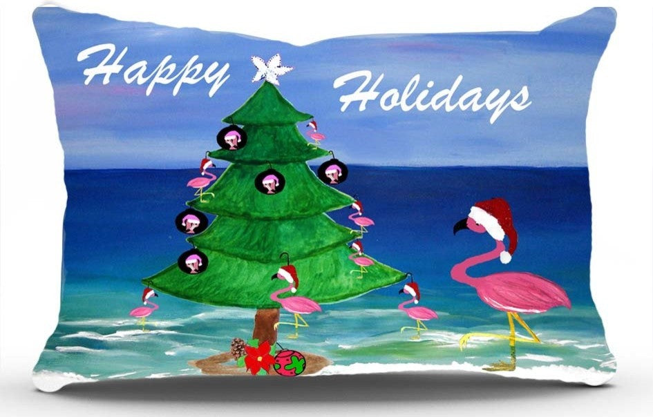 Holiday Pillow Sham, 30"x20", Flamingo Beach Christmas