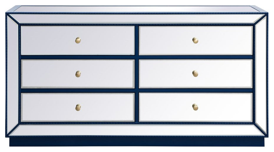 Elegant MF53036BL 60"Mirrored Chest, Blue