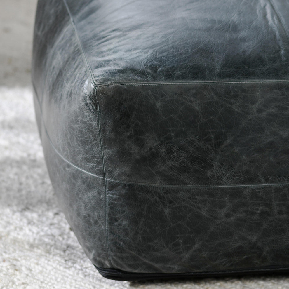Dexter 24"Genuine Leather Pouf