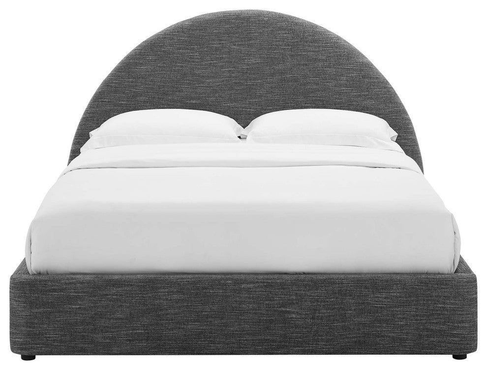 Resort Upholstered Fabric Arched Round Full Platform Bed