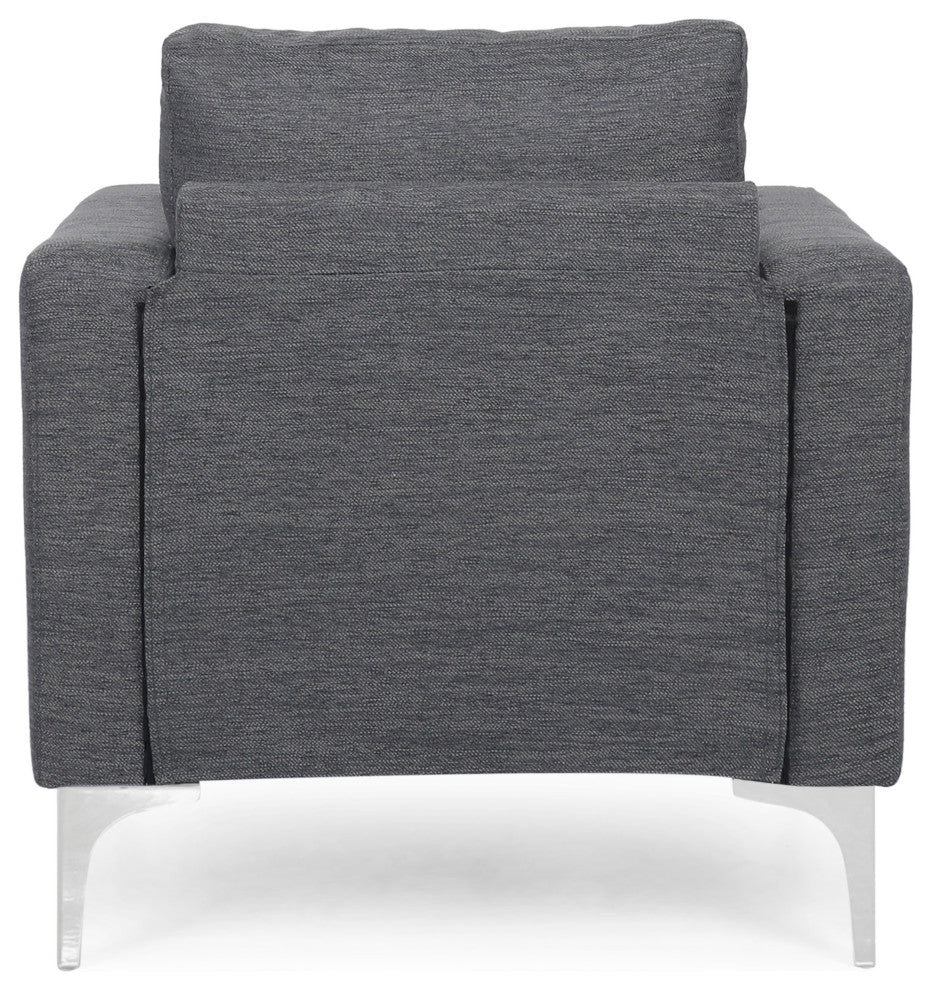 Vue Modern Fabric Upholstered Club Chair, Charcoal/Silver