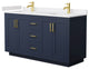 60"DBL Bathroom Vanity Dark Blue, White Cult.Marble Countertop, Sinks, Gold Trim