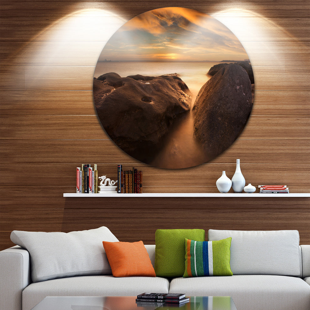 Rocks At La Perouse Bridge, Seashore Round Wall Art, 36"