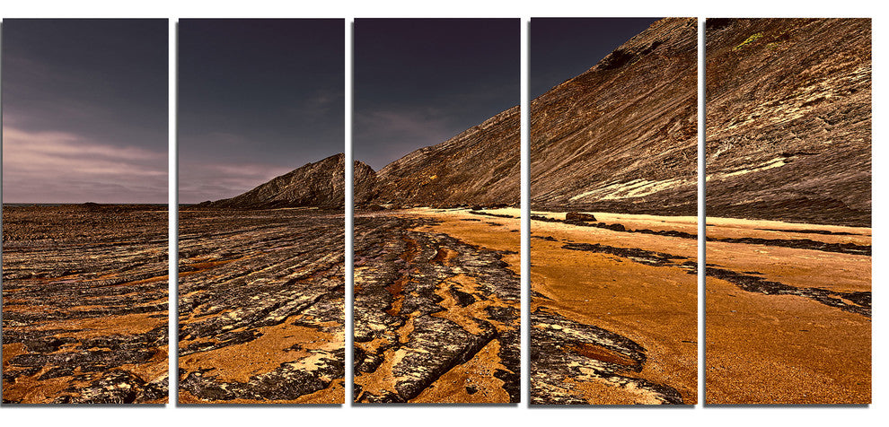 "Brown Rocky Coast Portugal" Canvas Print, 5 Panels