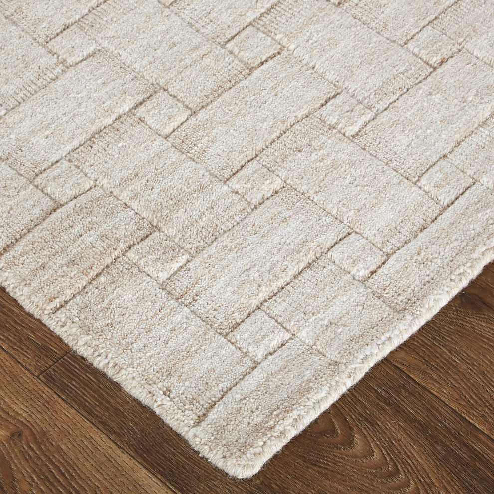 Weave & Wander Tatem Minimal Viscose Rug, Beige, 8' x 10' Rug