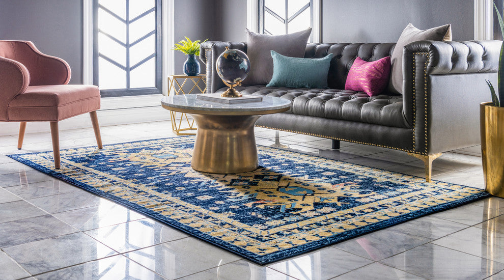 Unique Loom Navy Blue Oasis Taftan 5' 0 x 8' 0 Area Rug