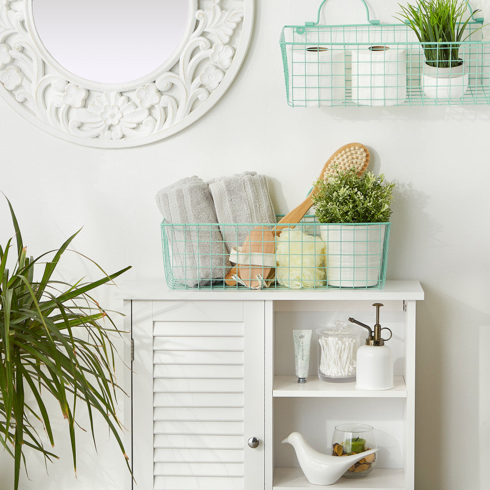 Medium Aqua Wire Wall Basket (Set of 2)