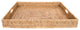 Artifacts Rattan™ Square Ottoman Tray with Cutout Handles, Honey Brown, 24"x24"