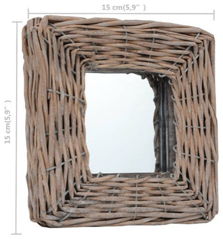 vidaXL Decorative Mirror Wall Mirror Bathroom Hallway Mirror 3 Pcs Wicker Frame
