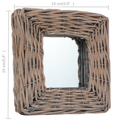 vidaXL Decorative Mirror Wall Mirror Bathroom Hallway Mirror 3 Pcs Wicker Frame